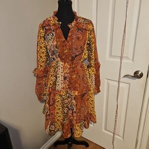 Myra bag dress, Rare, vintage, handmade, cottage core, western colorful, puffed